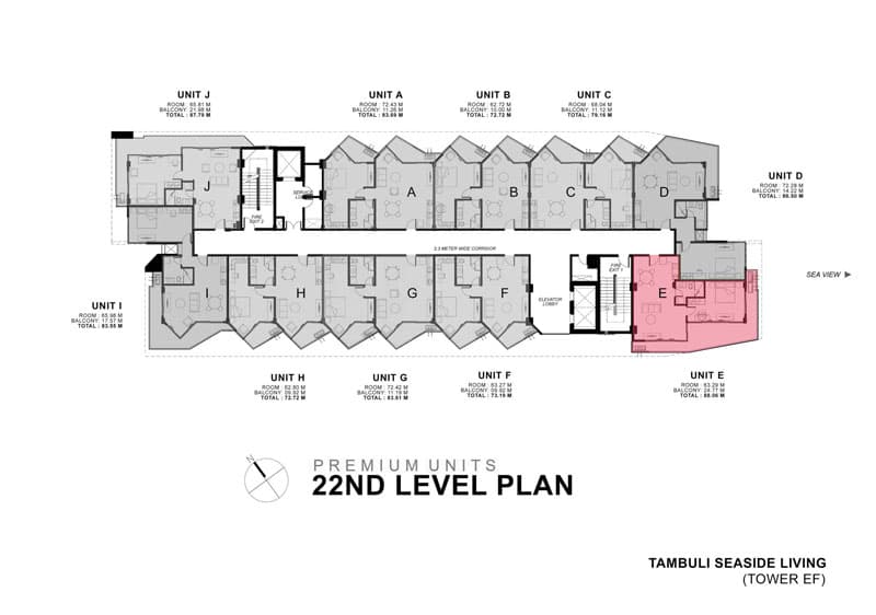 1BR Penthouse Corner Floor Plan
